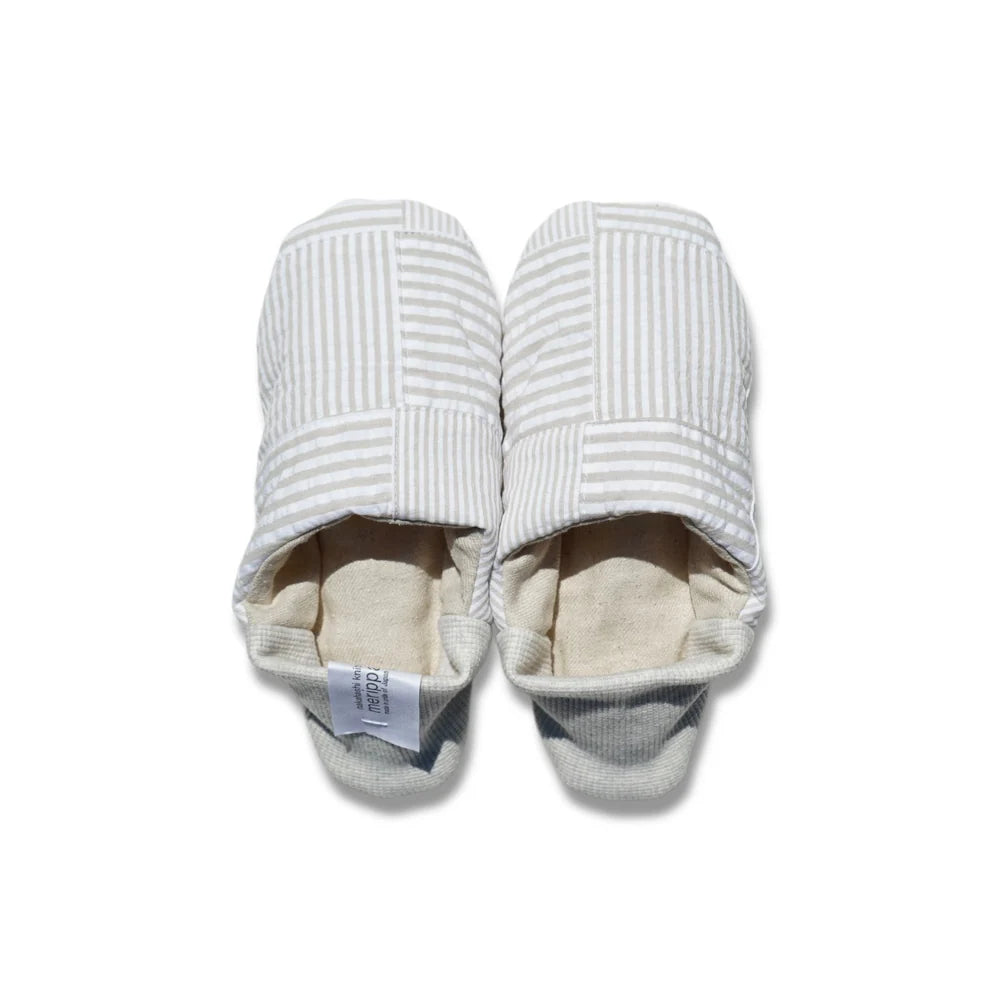 Merippa Soccer Patchwork Beige x Knapsack Natural Japanese Slippers