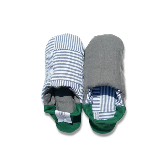 Merippa Soccer Patchwork Blue x Knapsack Grey Japanese Slippers