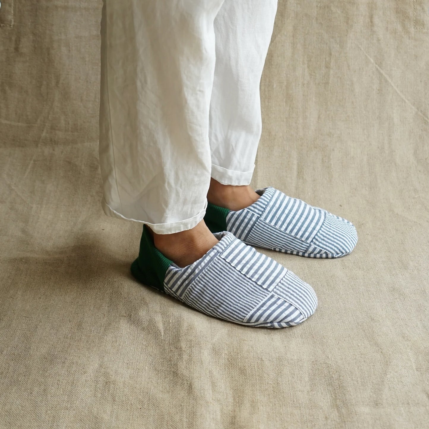 Merippa Soccer Patchwork Blue x Knapsack Grey Japanese Slippers