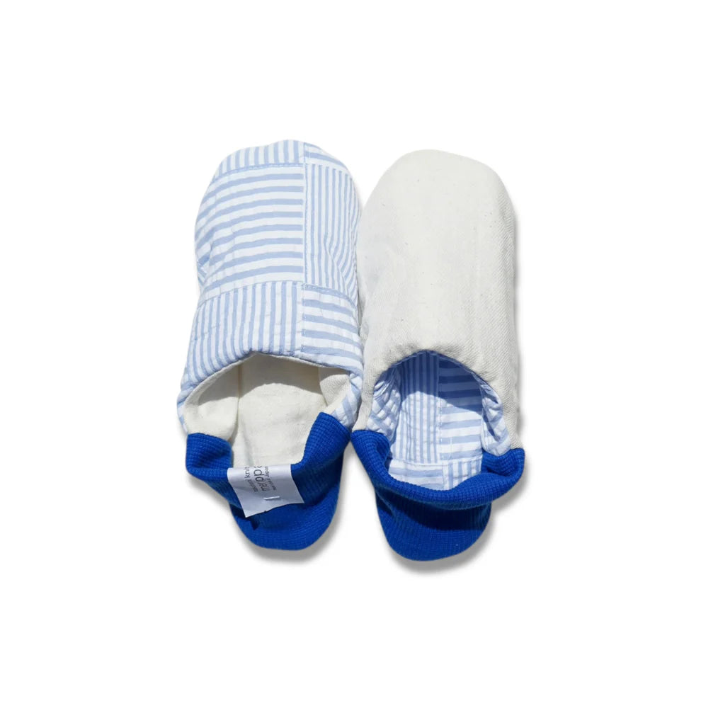 Merippa Soccer Patchwork Sky Blue x Knapsack Natural Japanese Slippers