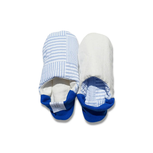 Merippa Soccer Patchwork Sky Blue x Knapsack Natural Japanese Slippers