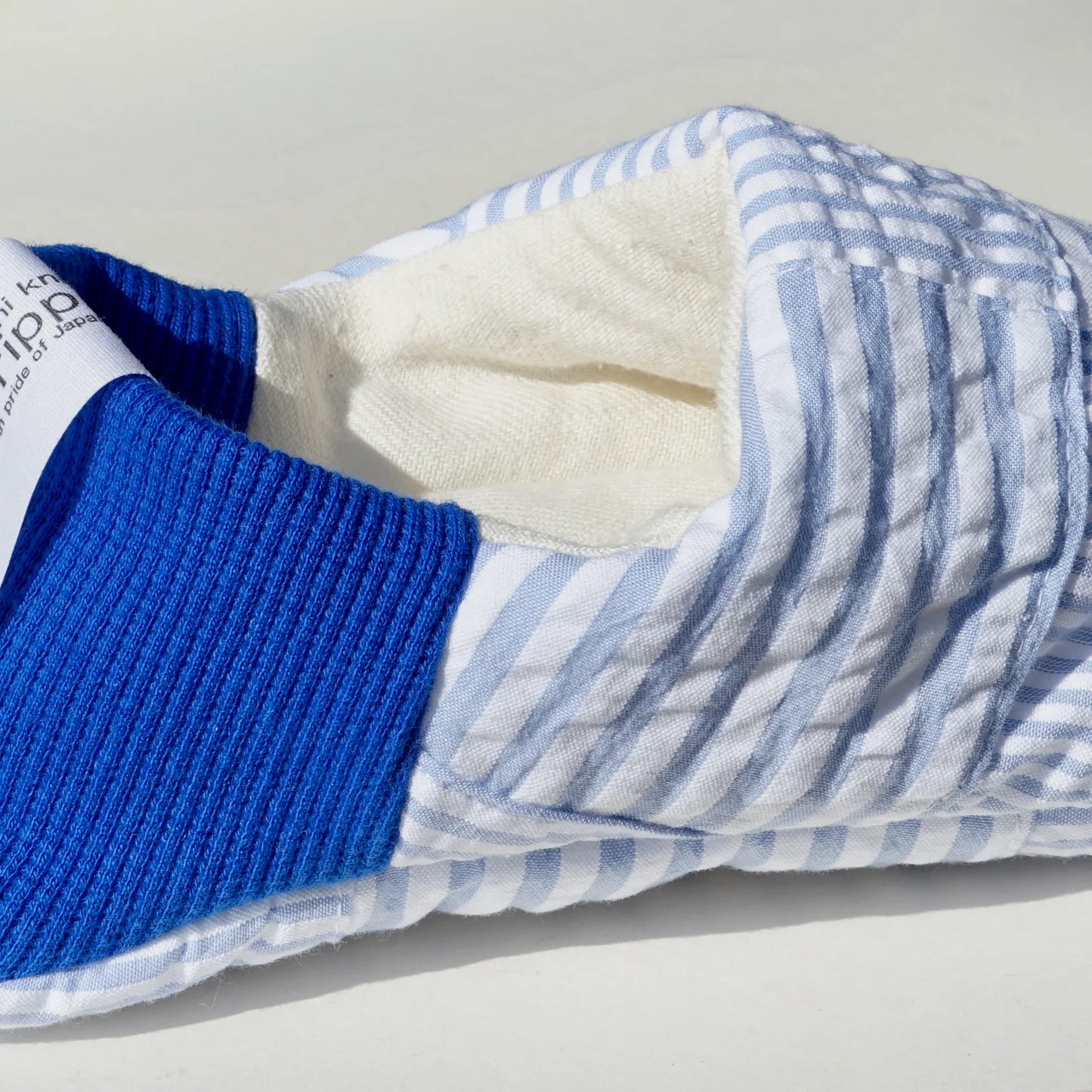 Merippa Soccer Patchwork Sky Blue x Knapsack Natural Japanese Slippers