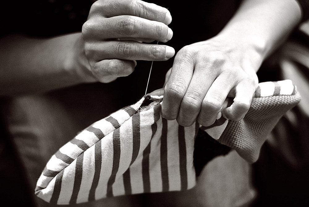 Merippa Cotton Wool Border x Dark Check Japanese Slippers