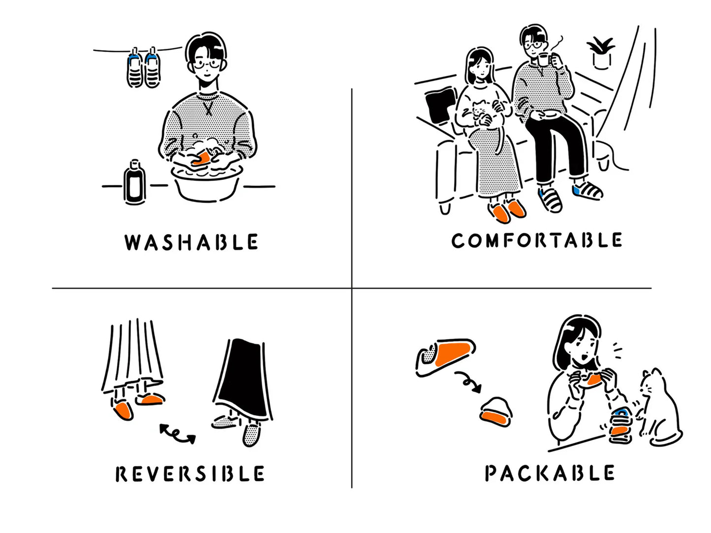 Merippa Cotton Wool Border x Dark Check Japanese Slippers