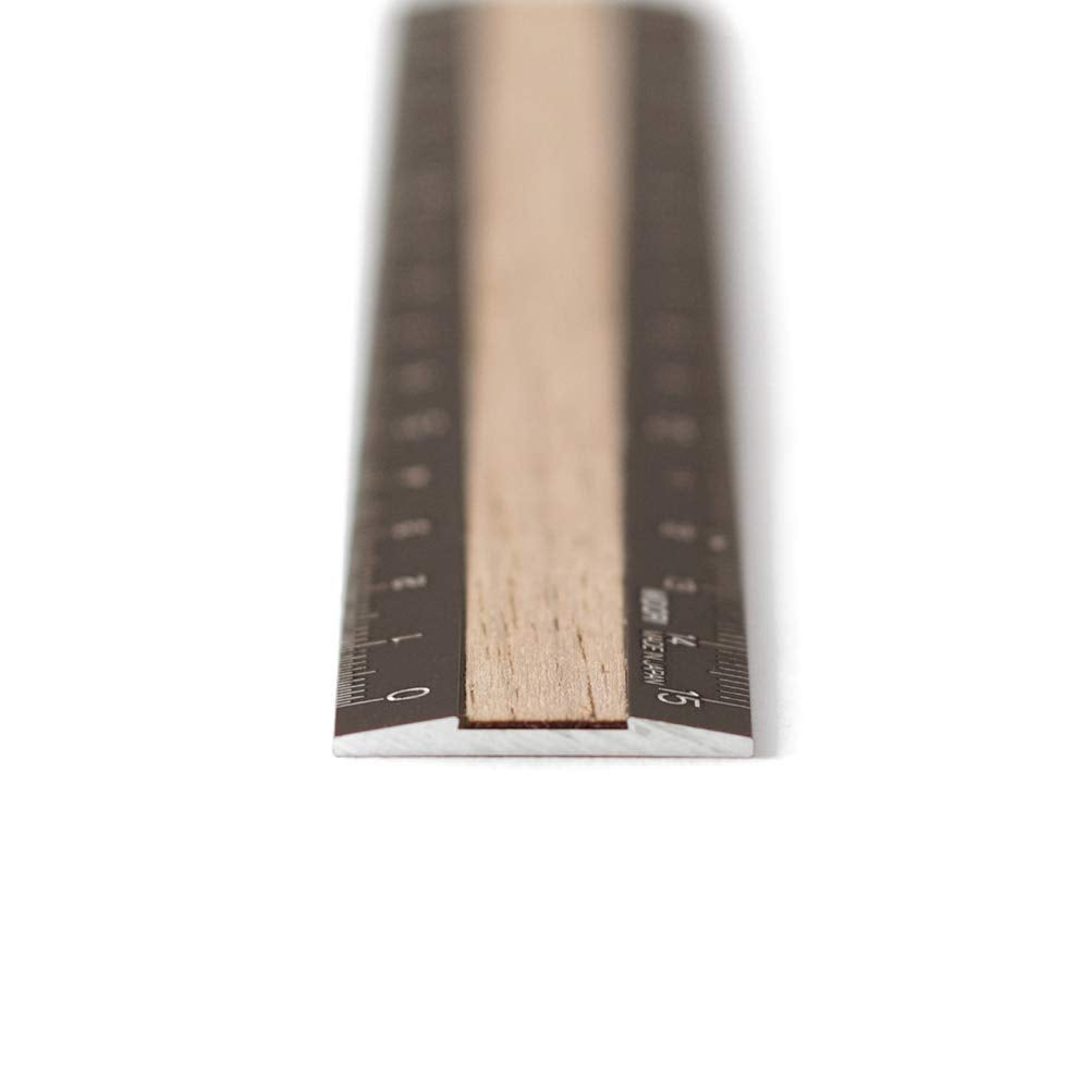 Long Brown Ruler Midori Aluminium ruler 15cm Brown & Walnut – Made In Japan UK