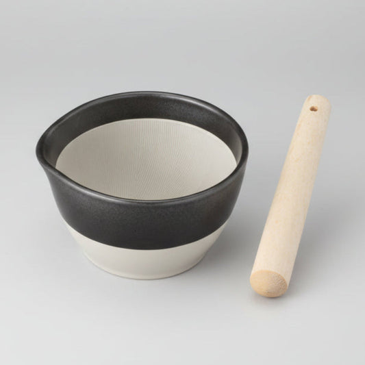 Motoshige Japanese Suribachi Black Mortar & Pestle Set 14.5cm