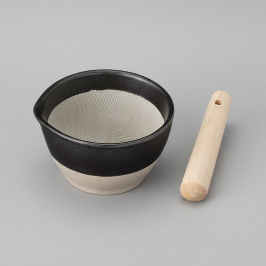 Motoshige Japanese Suribachi Black Mortar & Pestle Set 11cm