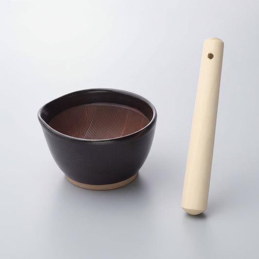 Motoshige Japanese Suribachi Black Mortar & Pestle Set 11cm