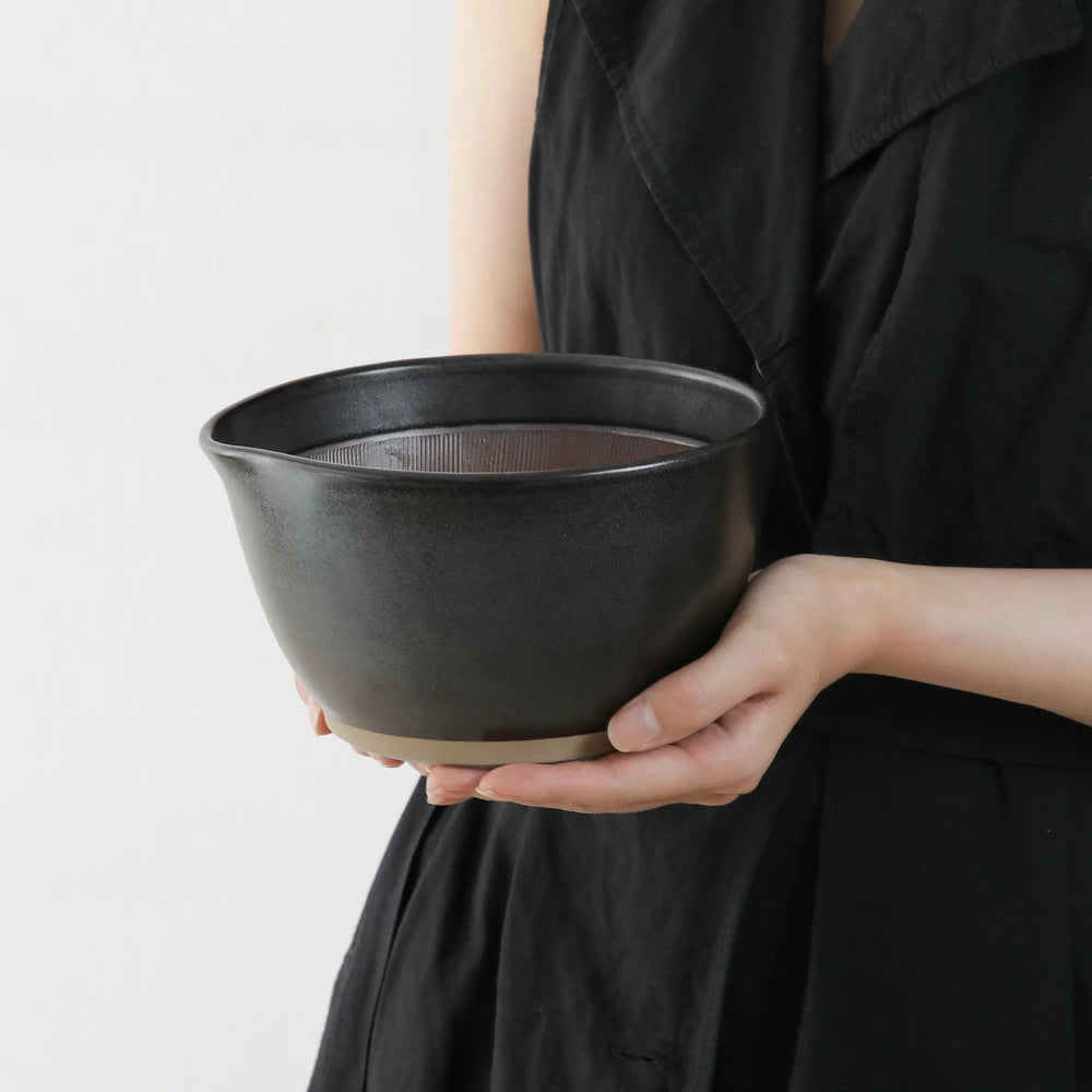 Motoshige Japanese Suribachi Black Mortar & Pestle Set 18cm