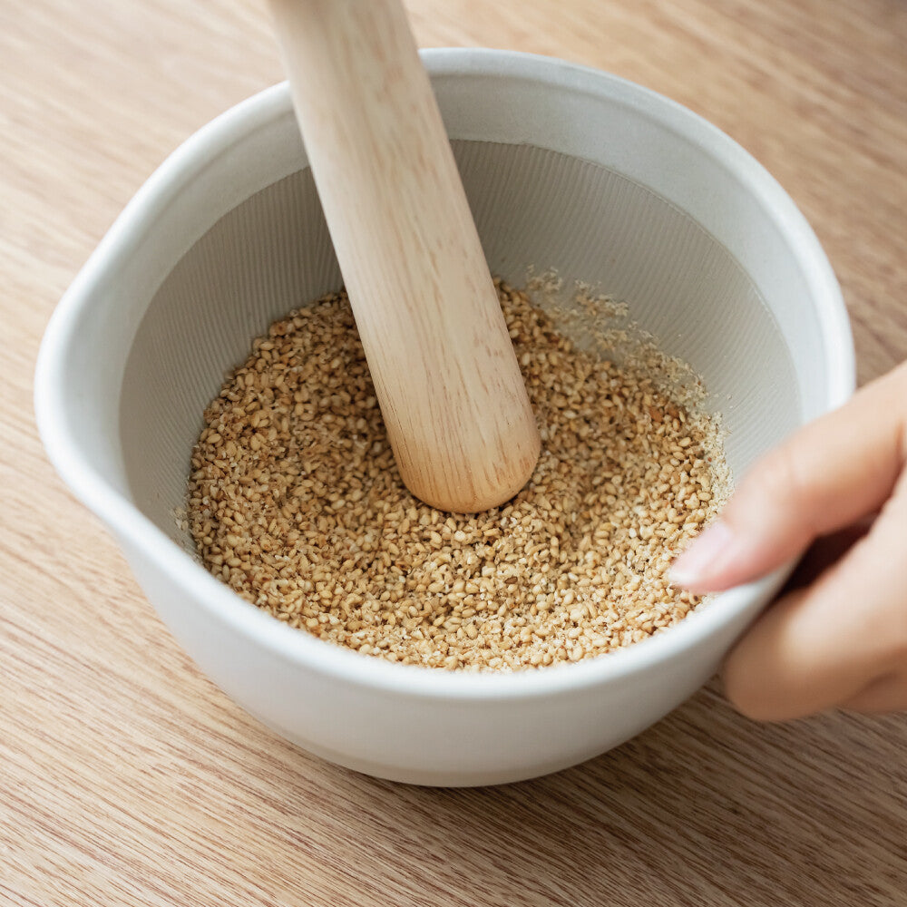 Motoshige Japanese Suribachi White Mortar & Pestle Set 14.5cm