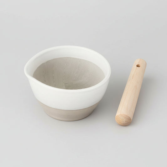 Motoshige Japanese Suribachi White Mortar & Pestle Set 11cm