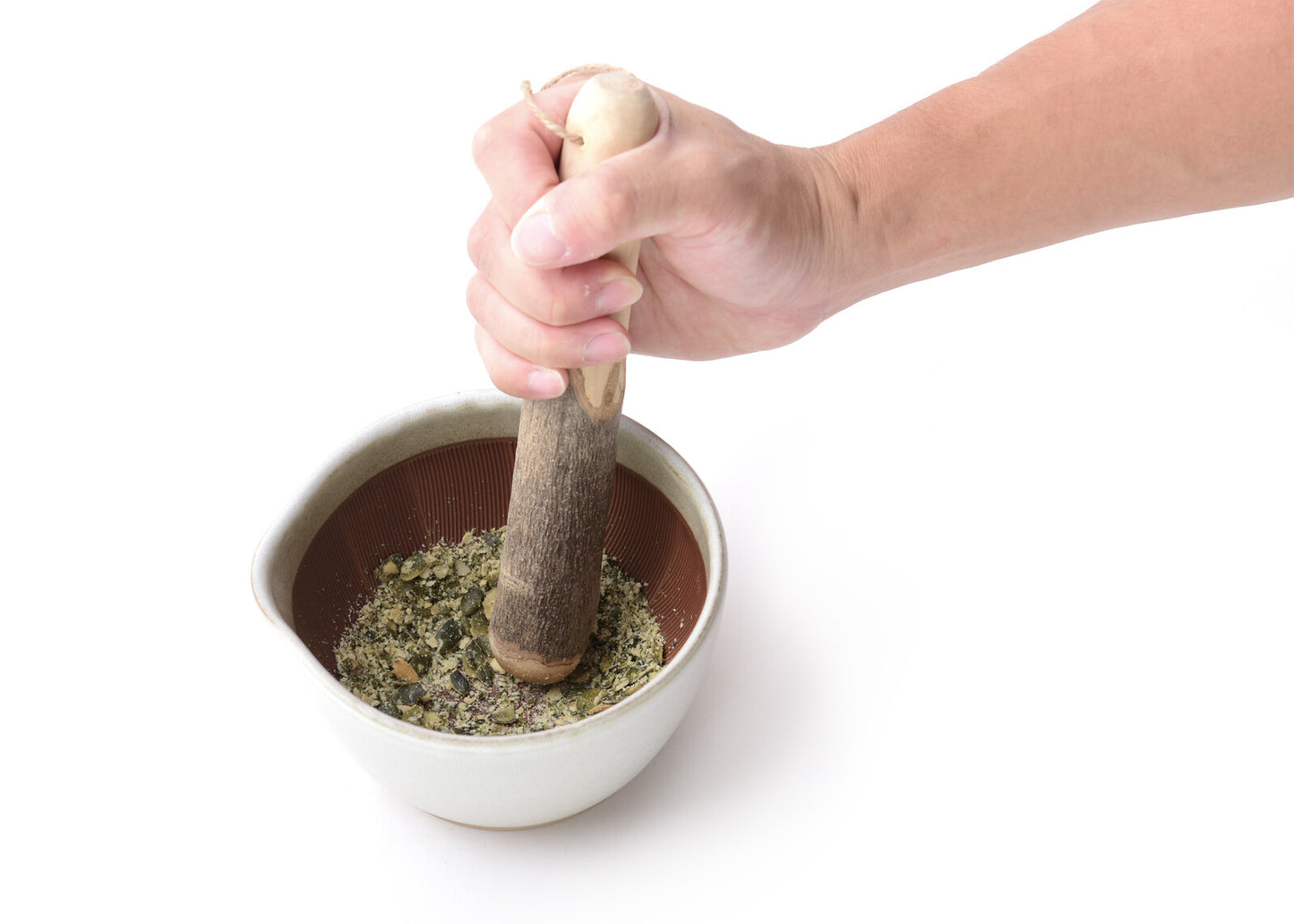 Motoshige Japanese Suribachi White Mortar & Pestle Set 14.5cm
