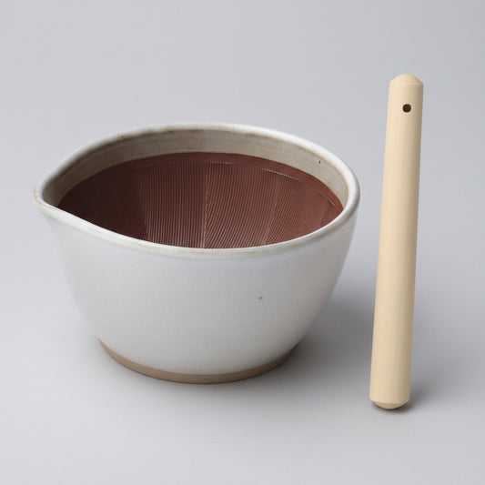 Motoshige Japanese Suribachi White Mortar & Pestle Set 18cm