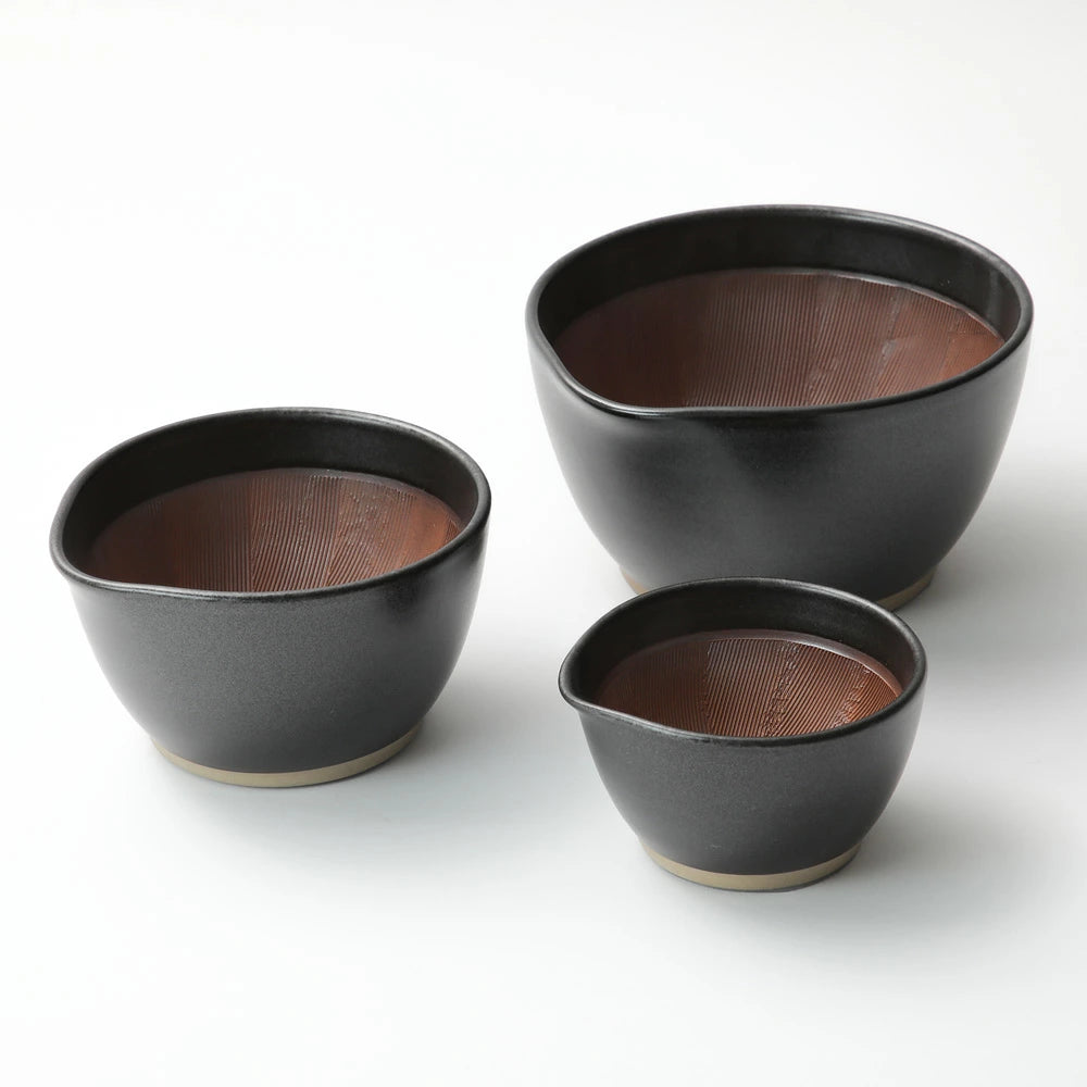 Motoshige Japanese Suribachi Black Mortar & Pestle Set 14.5cm