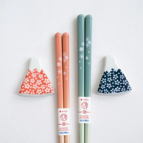 Mt. Fuji & Sakura Couple Chopstick Gift Set with Chopstick Rests