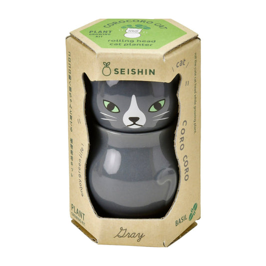 Noted Corocoro Cats Plant Growing Kit - Grey Cat (Sweet Basil)