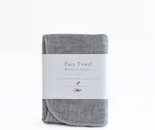 Organic Binchotan Face Towel - Ivory Grey