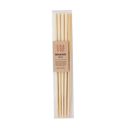 Ohashi Japanese Bamboo White Chopsticks 23cm Set of 5 Pairs