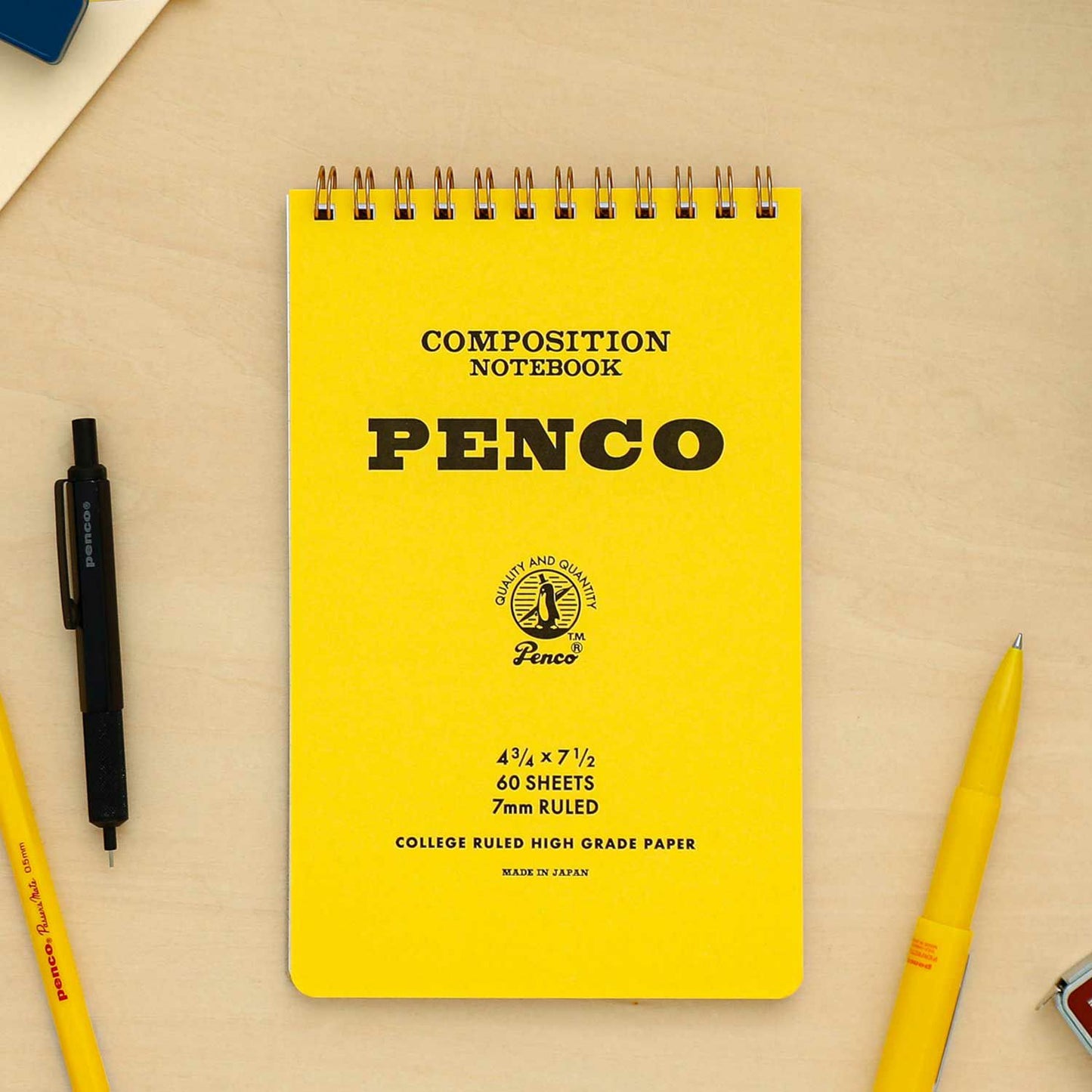 Penco Coil Lined Notepad M - Yellow
