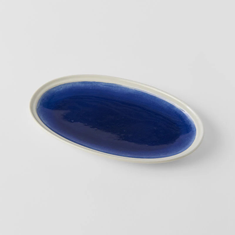 Ocean Blue Oval Plate 22cm