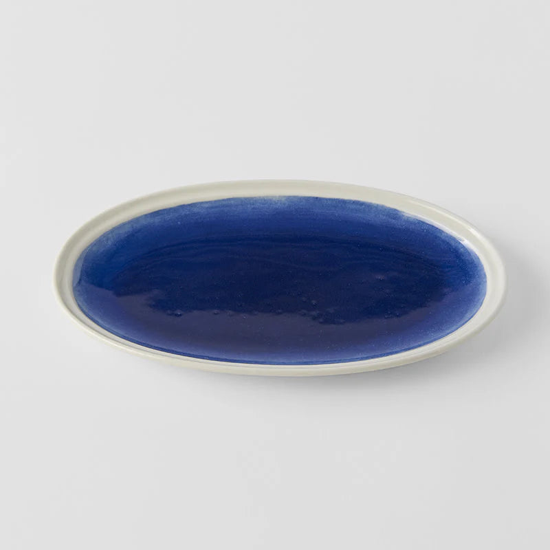 Ocean Blue Oval Plate 22cm