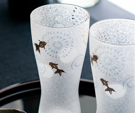 Premium Hanabi & Goldfish Beer Glass Pair Gift Set