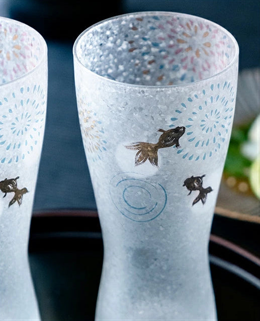 Premium Hanabi & Goldfish Beer Glass Pair Gift Set