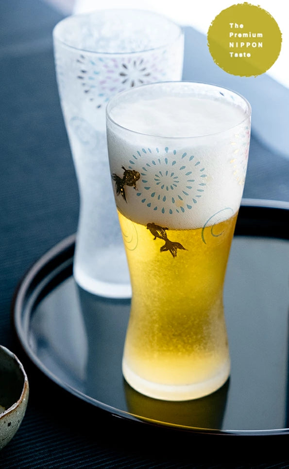 Premium Hanabi & Goldfish Beer Glass Pair Gift Set