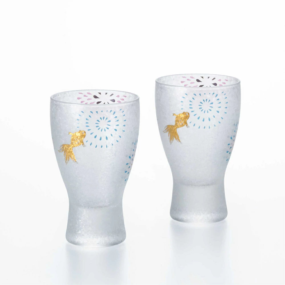 Premium Hanabi & Goldfish Glass Sake Cup Gift Set