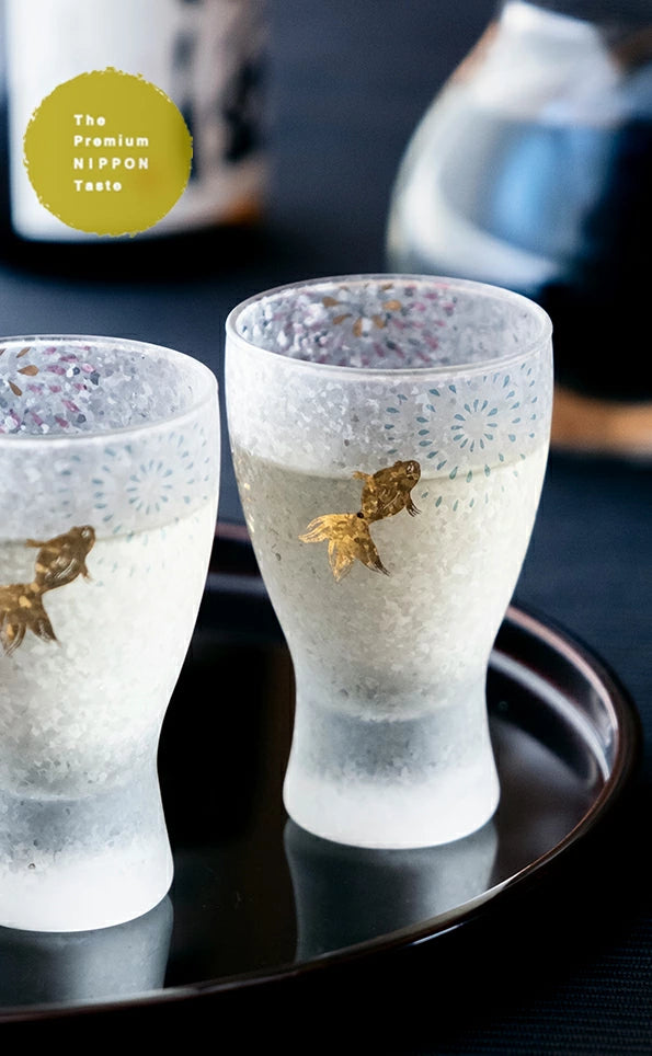 Premium Hanabi & Goldfish Glass Sake Cup Gift Set