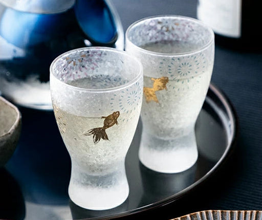 Premium Hanabi & Goldfish Glass Sake Cup Gift Set
