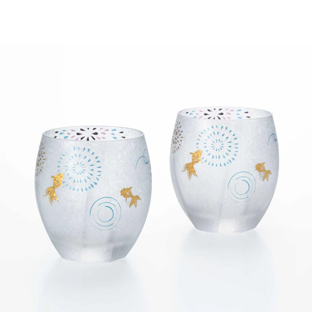 Premium Hanabi & Goldfish Whisky Glass Pair Gift Set
