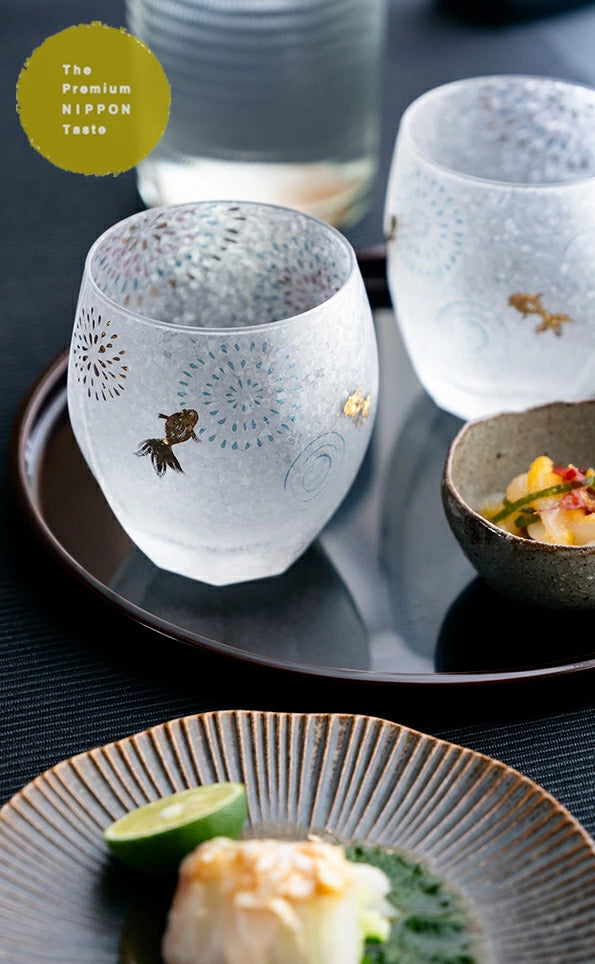 Premium Hanabi & Goldfish Whisky Glass Pair Gift Set