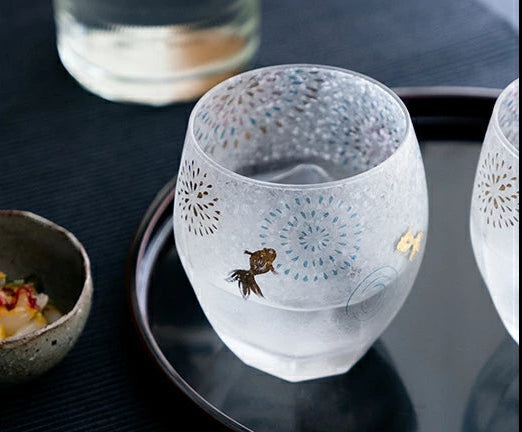 Premium Hanabi & Goldfish Whisky Glass Pair Gift Set