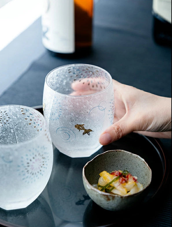 Premium Hanabi & Goldfish Whisky Glass Pair Gift Set