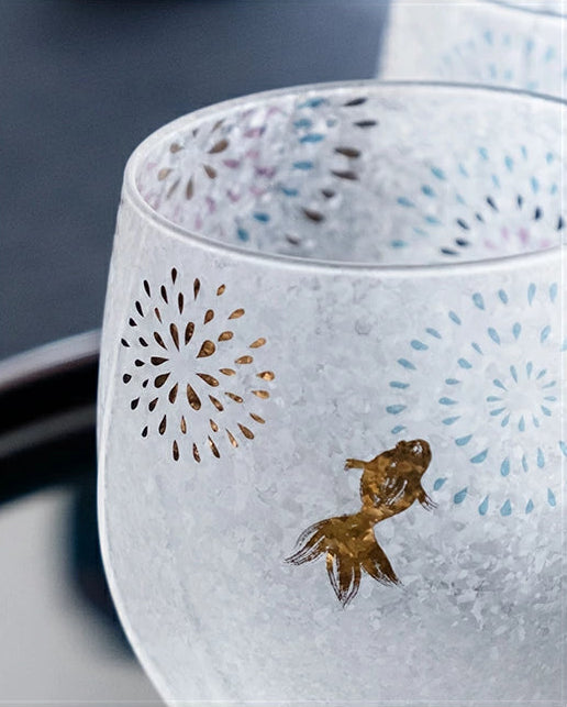 Premium Hanabi & Goldfish Whisky Glass Pair Gift Set
