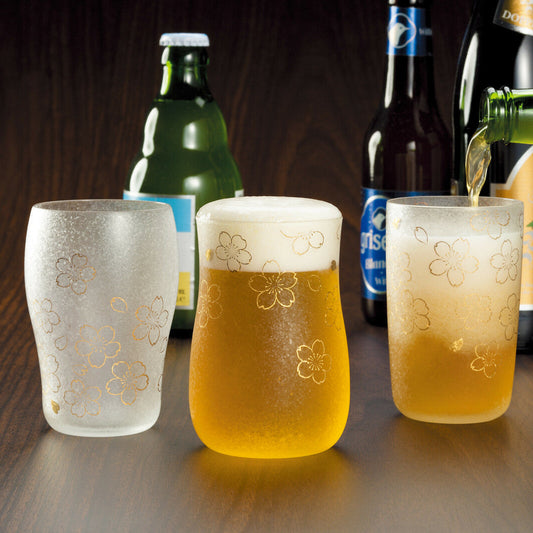 Premium Sakura Beer Glass Gift Set in Wooden Box - Set of 3