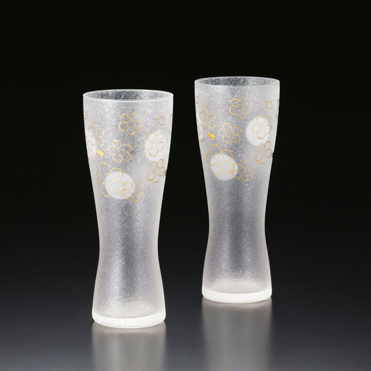 Premium Sakura Glass Beer Long Tumbler 415ml Gift Set