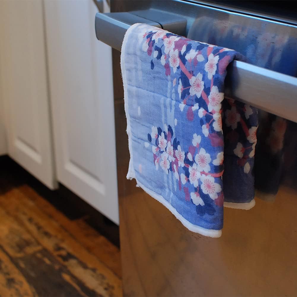 Printed Japanese Dishcloth - Moon & Sakura