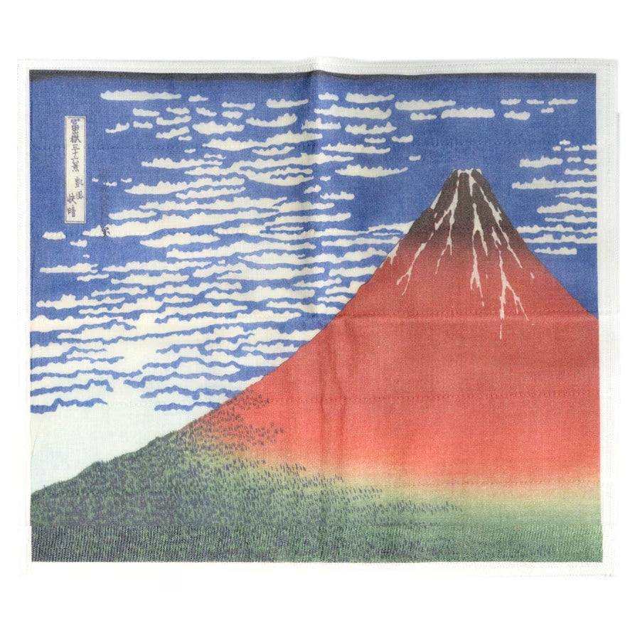 Printed Japanese Dishcloth - Red Fuji Hokusai