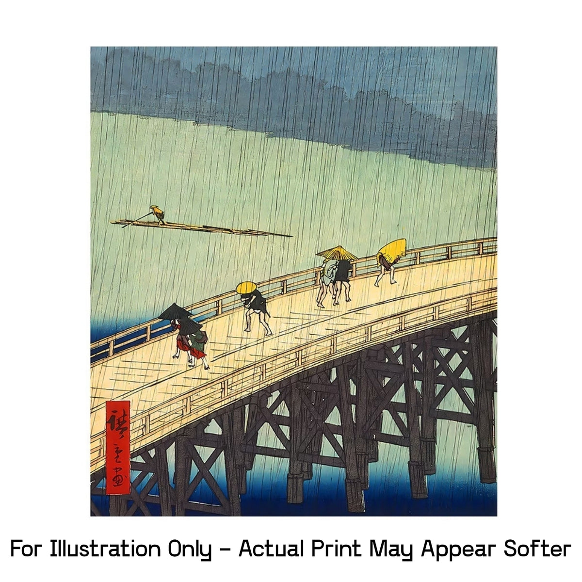 Printed Japanese Dishcloth - Sudden Shower by Hiroshige