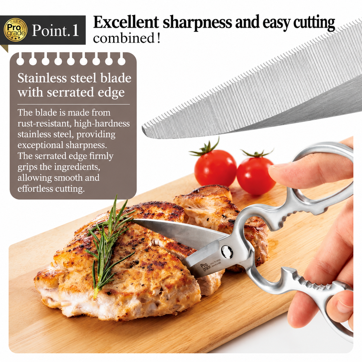 Pro Grade All Stainless Steel Multipurpose Kitchen Scissors 20.5cm