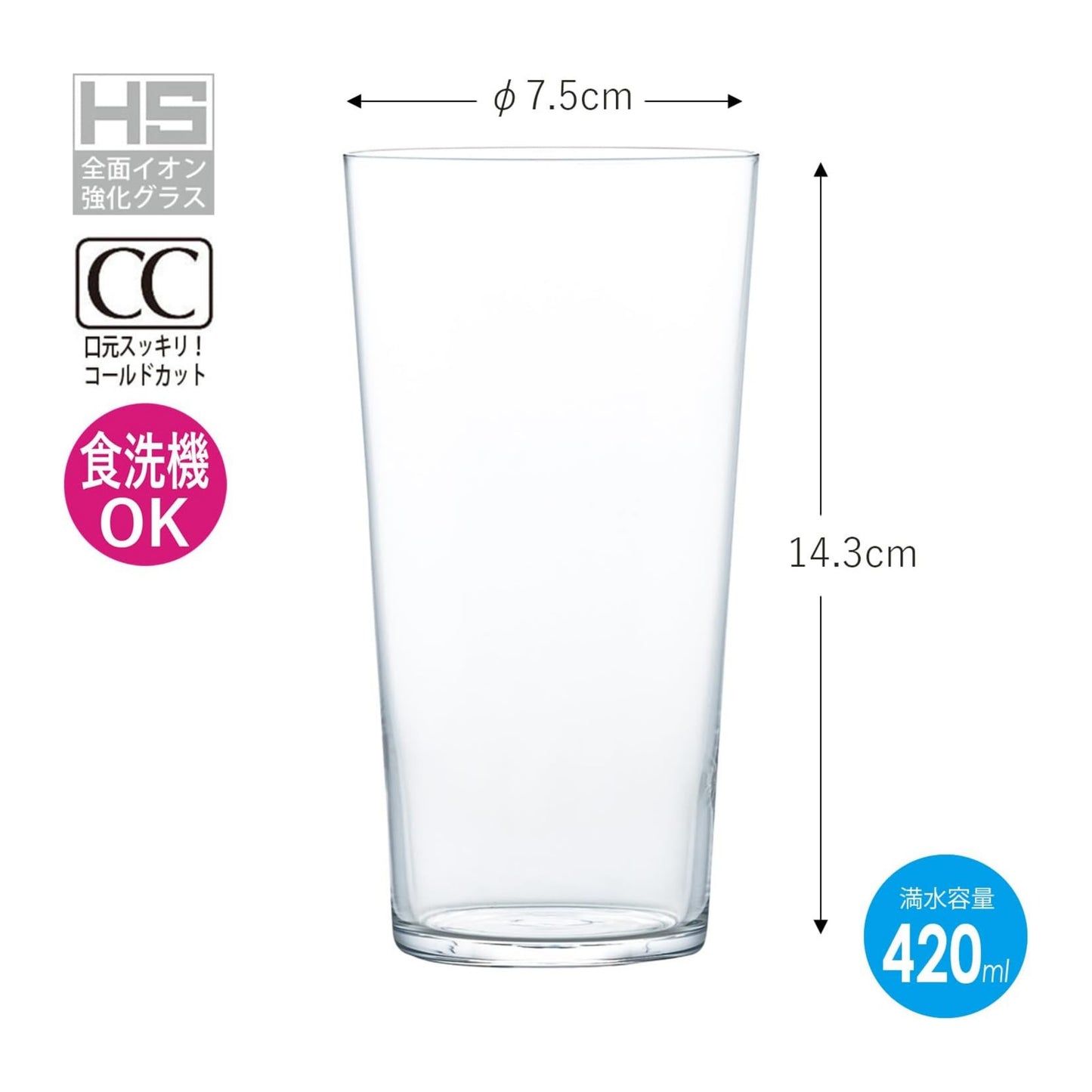 Toyo-Sasaki Usurai HS Platinum Highball Glass Gift Set 420ml
