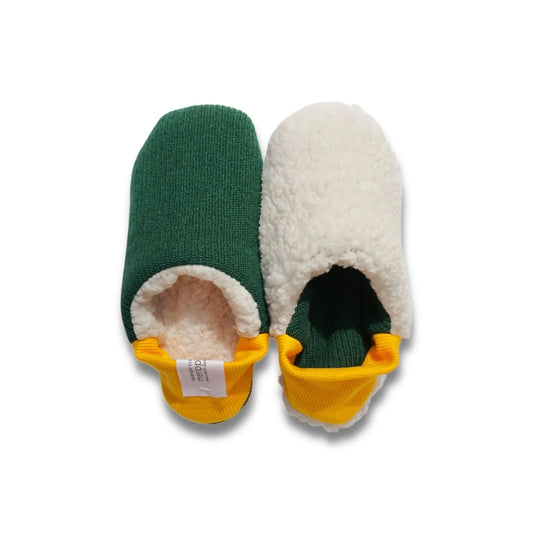 Merippa Quater Knit x Sheep Boa Green Japanese Slippers