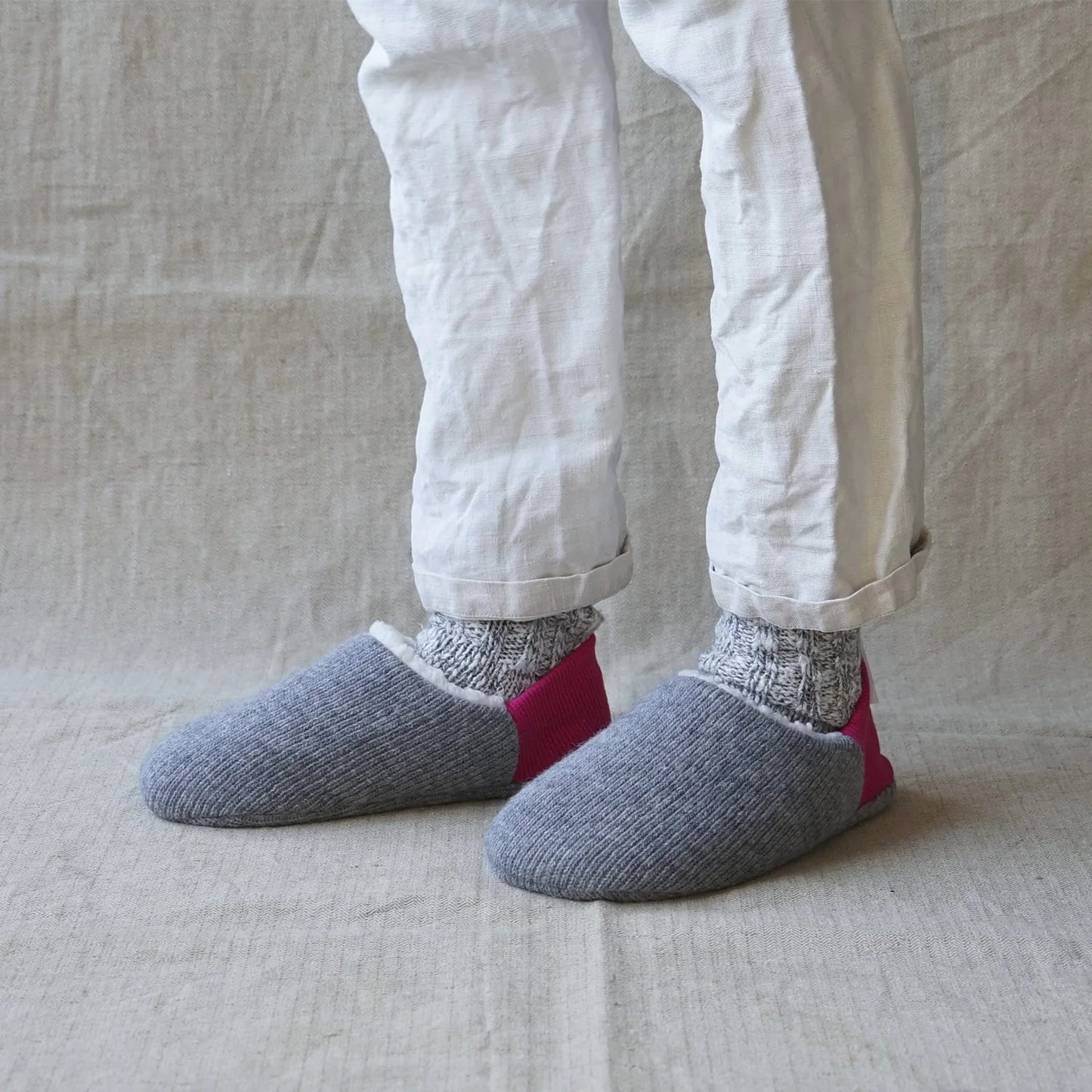 Merippa Quater Knit x Sheep Boa Pink Japanese Slippers