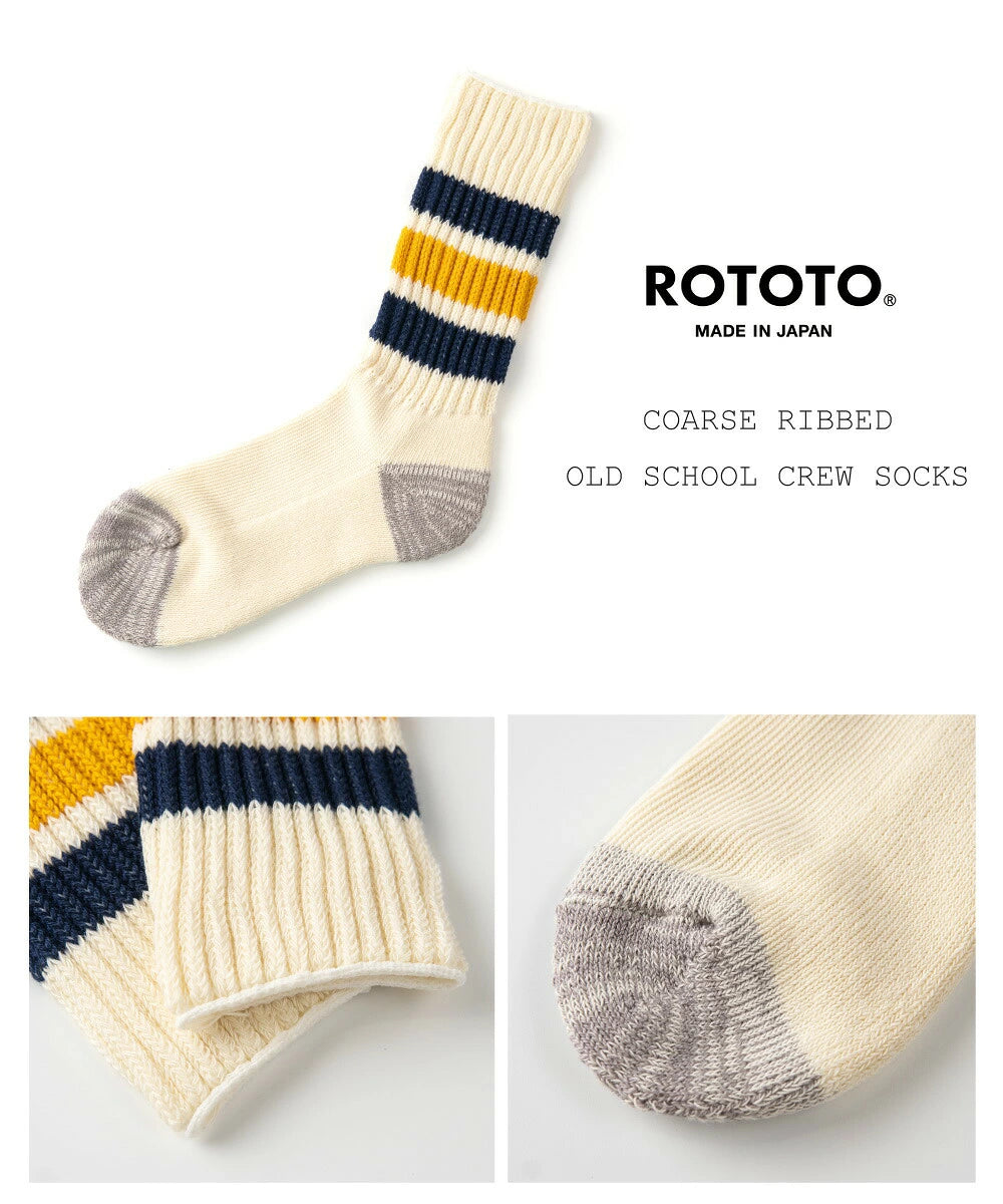 ROTOTO Coarse Rib Old School Crew Socks - Red / Blue