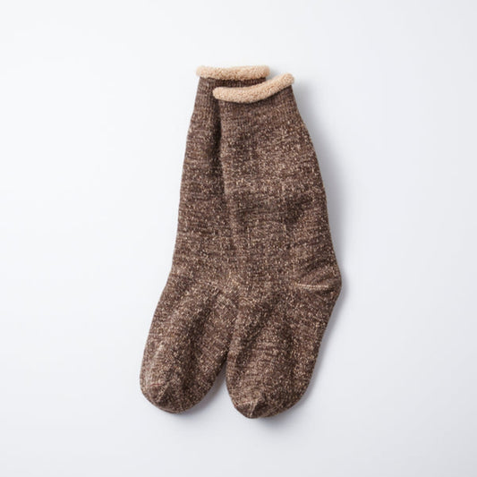 ROTOTO Double Face Crew Socks - Dark Brown / Brown