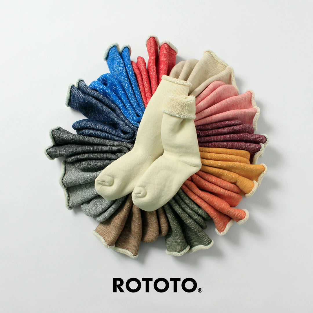ROTOTO Double Face Wool & Cotton Crew Socks - Yellow