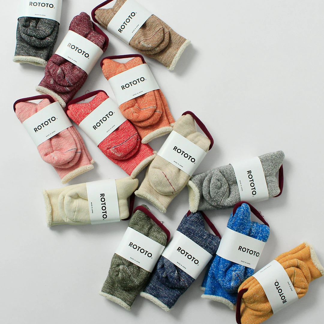 ROTOTO Double Face Wool & Cotton Crew Socks - Yellow