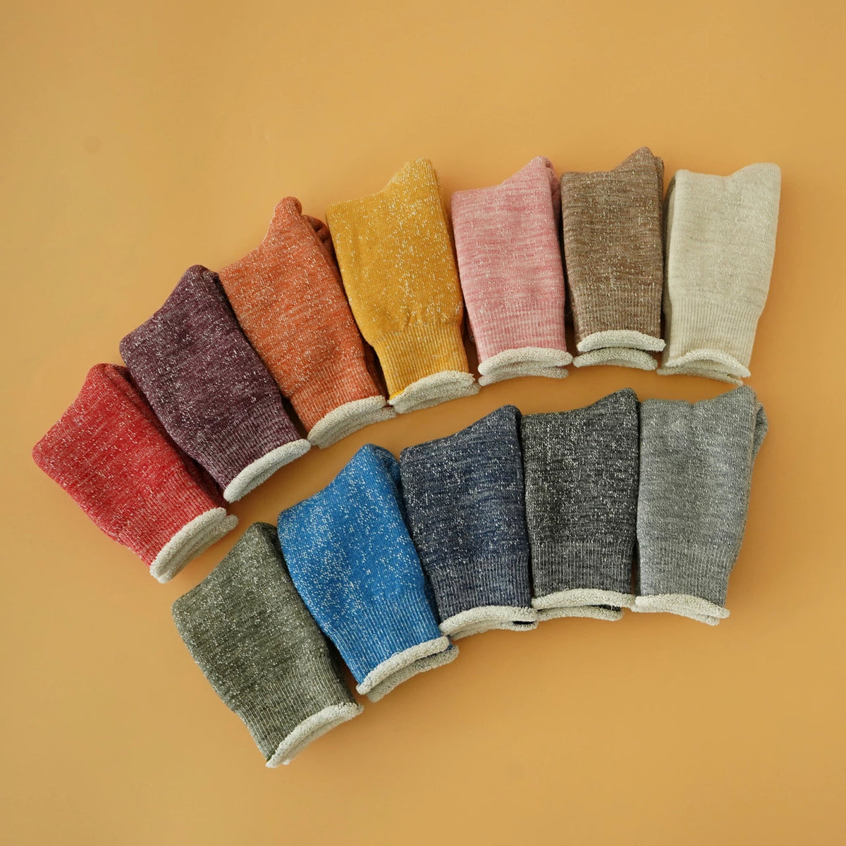 ROTOTO Double Face Wool & Cotton Crew Socks - Yellow
